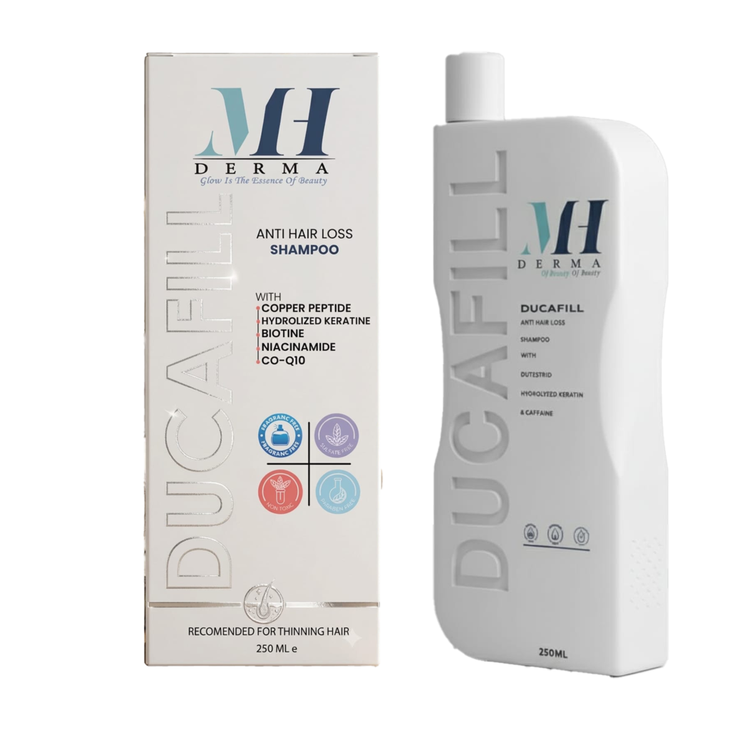 تبحث عن أفضل شامبو طبي لتساقط الشعر وتكثيفه في العراق؟ اكتشف شامبو DUCAFILL من MH DERMA التركيبة الطبية المعتمدة من أطباء الجلدية بمكونات علمية قوية مثل Dutasteride وBiotin وCoQ10 لمنع التساقط تماماً وتعبئة الفراغات. اطلب الآن من الوكيل الرسمي في العراق مع خدمة التوصيل السريع لكافة المحافظات. Ducafill medical energizing shampoo from Modern Health Care Iraq.